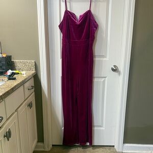 Elegant Fuchsia Velvet Jumpsuit